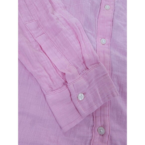 Gap Shirt Womens Small Tall Pink Long Sleeve Gauze Button Front Cotton Blouse - Picture 6 of 12